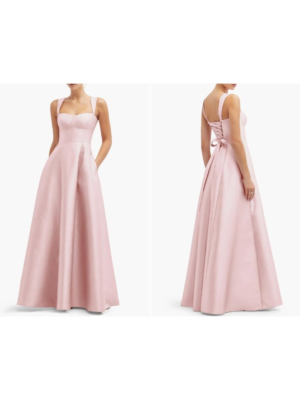 New Alfred Sung Women's Size 0R Bustier Tie Back Gown Ballet Pink *Defect*